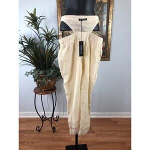 Ricki Brazil Crinkle Slouchy Pants Women's Beige Cottagecore Beach Bohemian